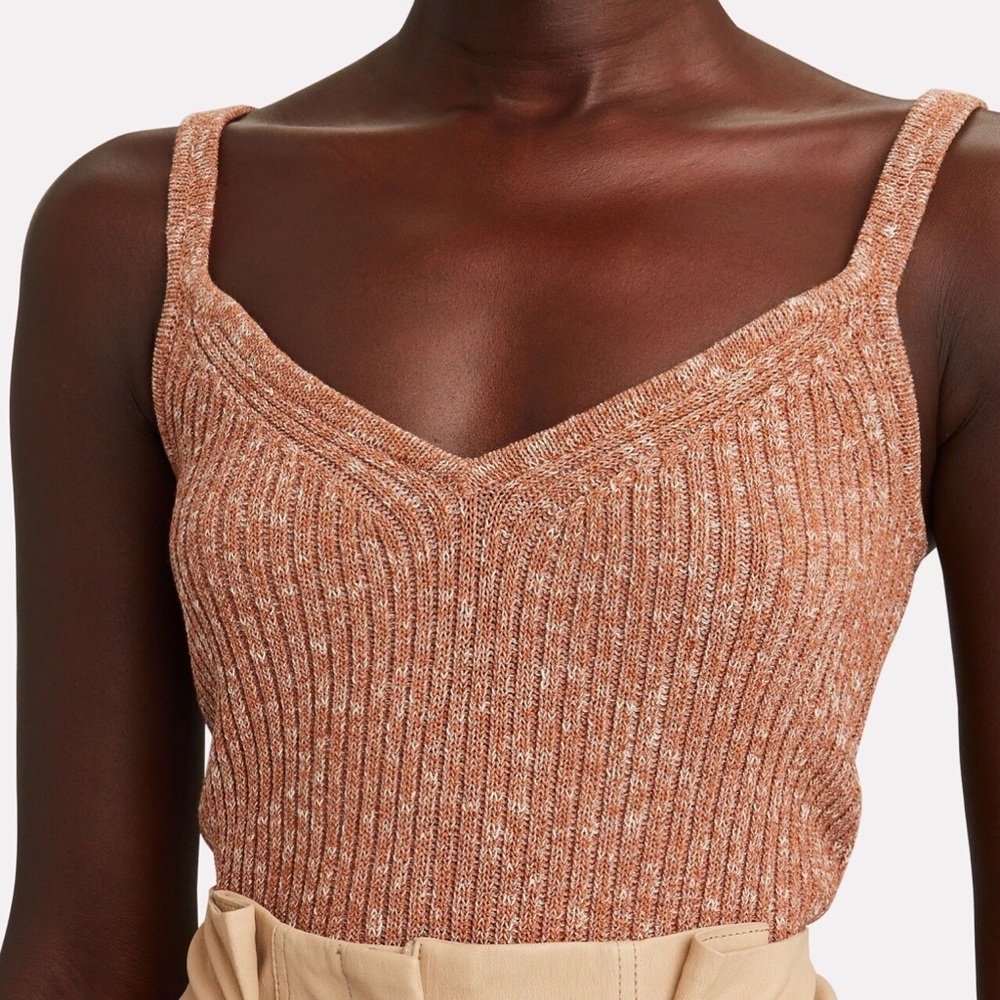 NWT INTERMIX Zoey Metallic Rib Knit Tank Top in Beige